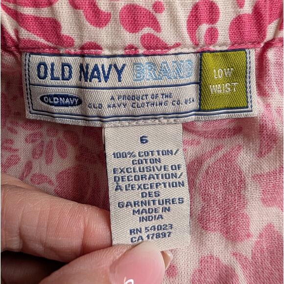 Y2K Low Waist Floral Print Tiered Peasant Prairie Skirt Crochet Lace Trim Pink 6 - Picture 4 of 5